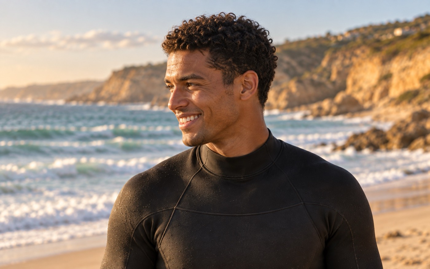 Portrait of Rafa, improver coach at Areia Surf Co.