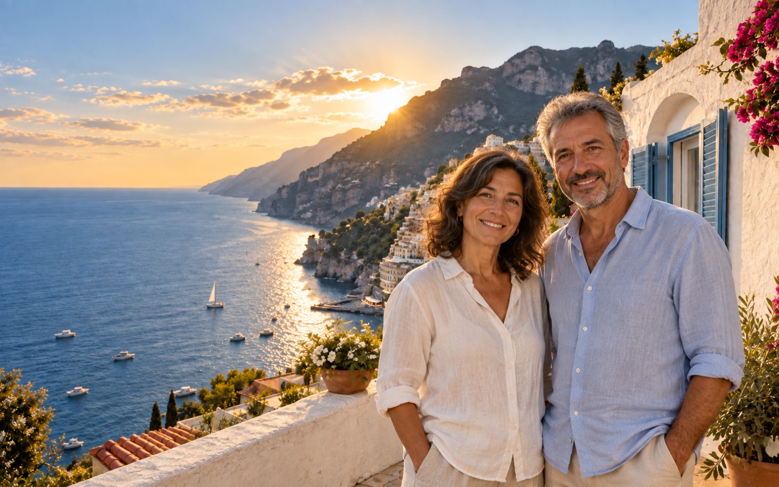 Giulia and Marco, the hosts, on the terrace of Casa Bellavista